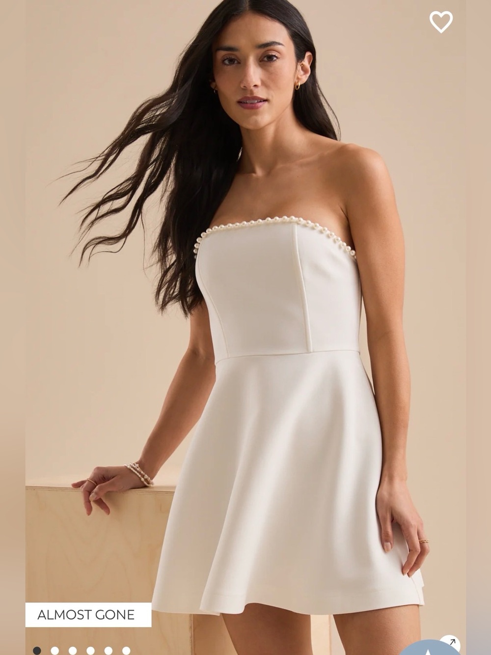 Altar'd State Londyn White Strapless Pearl-Trim Mini Dress size Medium